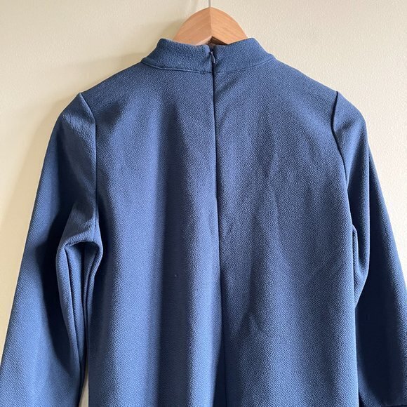 MICHAEL MICHAEL KORS FRONT CUTOUT V NECK BELL SLEEVE BLOUSE BLUE WOMENS SIZE S - Picture 5 of 6